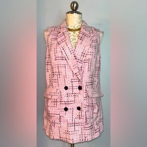 Anthropology Maeve  Pink + Black Tweed Vest Top Size 8.            #20